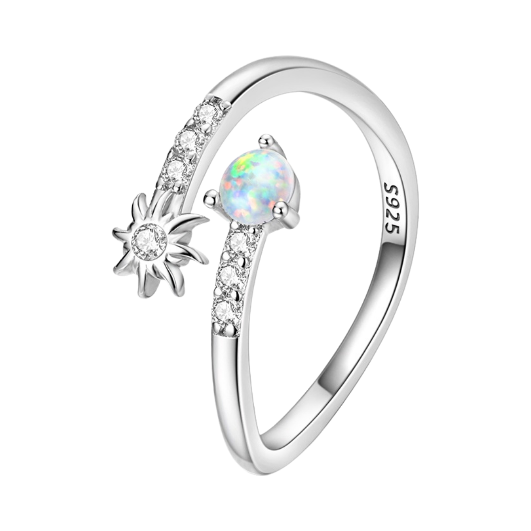 Adjustable Sun and Moon Opal Ring